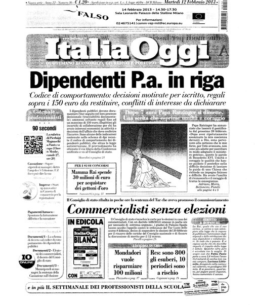 Italia oggi : quotidiano di economia finanza e politica